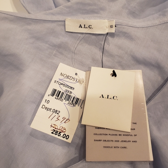 A.L.C. Brielle One-Shoulder blue Poplin Top size 10 NWT - Picture 10 of 12